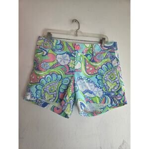 Lilly Pulitzer High-Waist Paisley Shorts in Blue, Pink, Green
